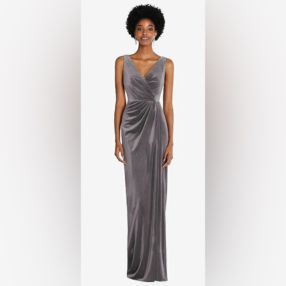 After Six Champagne Velvet Formal Maxi Dress | Size 6 | Elegant Evening Gown